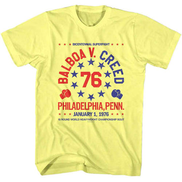 ROCKY BALBOA V CREED 76 S T-Shirt in Yellow Heather