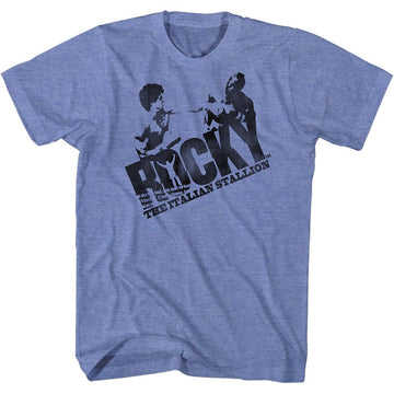 ROCKY HALFTONE LOGO S T-Shirt in Light BLUE Heather