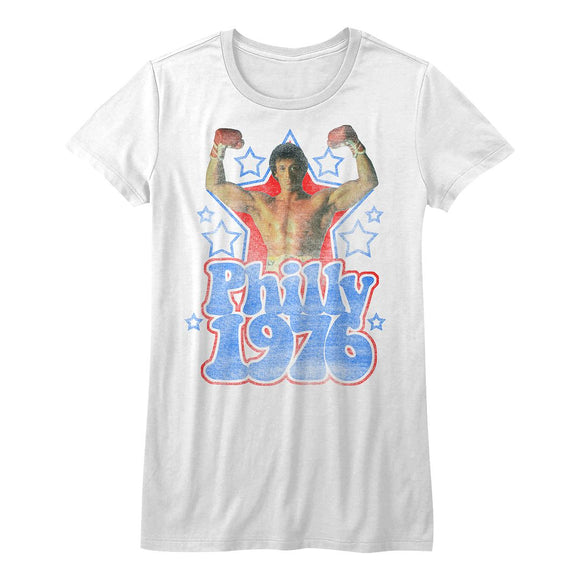 ROCKY PHILLY 1976 LADIES S T-Shirt in White