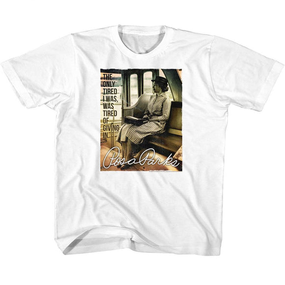 ROSA PARKS THE ONLY TIRED YOUTH XS 5 6 T-Shirt in White
