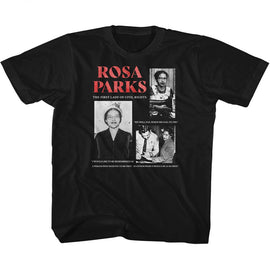 ROSA PARKS MULTI PIC YOUTH XS 5 6 T-Shirt in Black