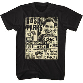 ROSA PARKS BUS BOYCOTT FLYER S T-Shirt in Black