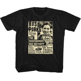 ROSA PARKS BUS BOYCOTT FLYER YOUTH XS 5 6 T-Shirt in Black