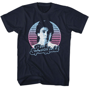 RICK SPRINGFIELD CIRCLE 80 S T-Shirt in NAVY
