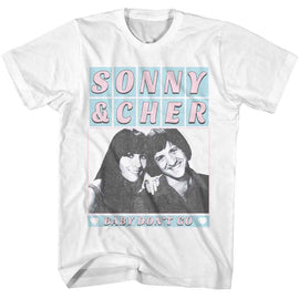 SONNY AND CHER BABY DONT GO NAME BLOCKS S T-Shirt in White