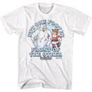 SANTA CLAUS IS COMING TO TOWN SANTA CLAUS ONE FOOT IN FRONT S T-Shirt in White