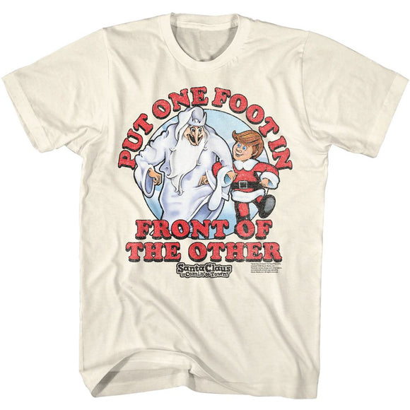 SANTA CLAUS IS COMING TO TOWN SANTA CLAUS ONE FOOT IN FRONT S T-Shirt in Natural