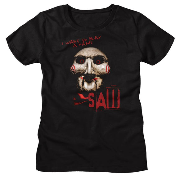 SAW I WANT TO PLAY A GAME LADIES S T-Shirt in Black