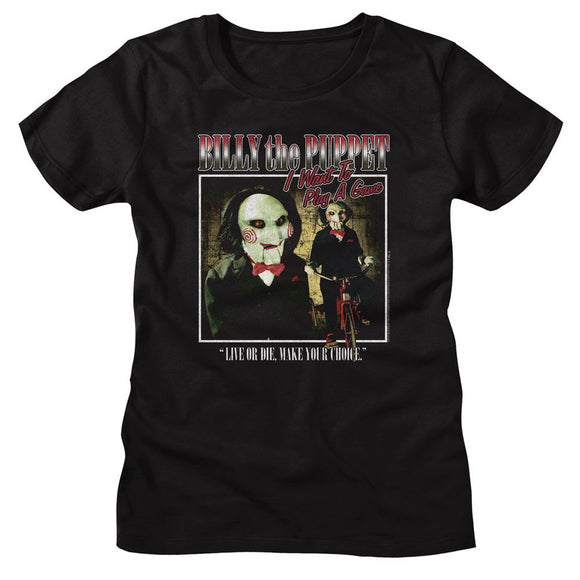 SAW TWO IMAGE SQUARE LADIES S T-Shirt in Black