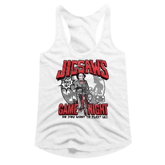 SAW GAME NIGHT LADIES SLIMFIT RACERBACK S T-Shirt in White