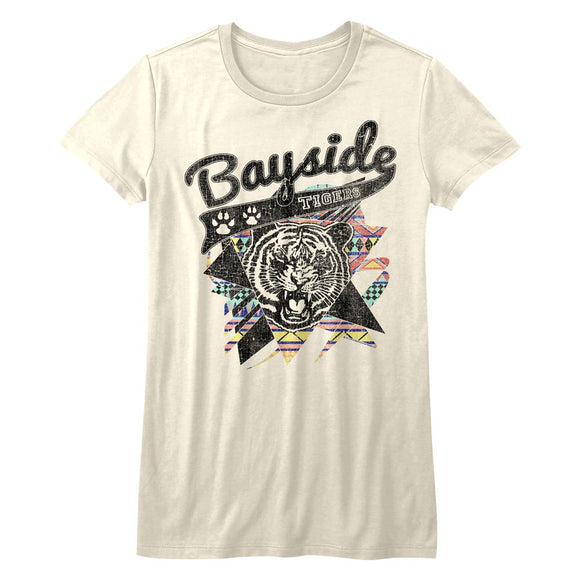 SAVED BY THE BELL AZTEC TIGERS LADIES S T-Shirt in Vintage White