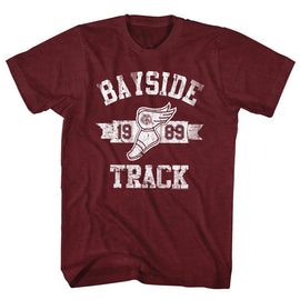 SAVED BY THE BELL TRACK S T-Shirt in Vintage Maroon Heather
