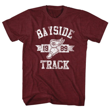 SAVED BY THE BELL TRACK S T-Shirt in Vintage Maroon Heather