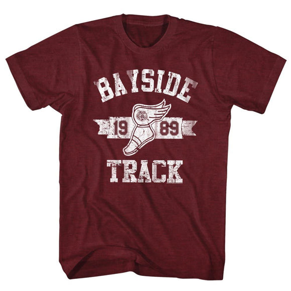 SAVED BY THE BELL TRACK S T-Shirt in Vintage Maroon Heather