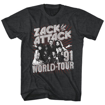 SAVED BY THE BELL ZACK ATTACK WORLD TOUR S T-Shirt in Black Heather