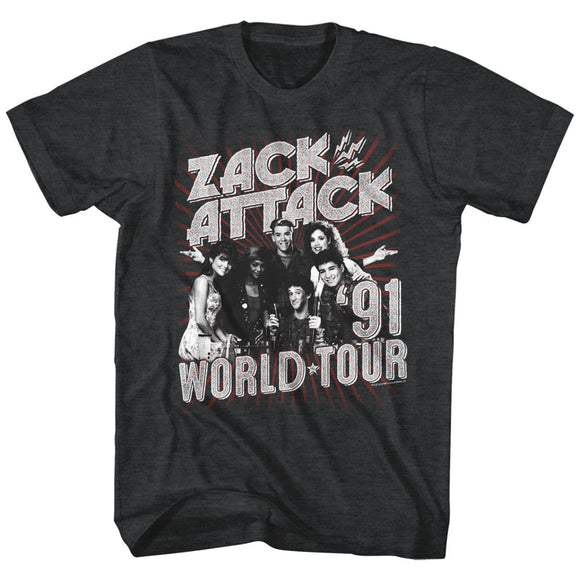 SAVED BY THE BELL ZACK ATTACK WORLD TOUR S T-Shirt in Black Heather