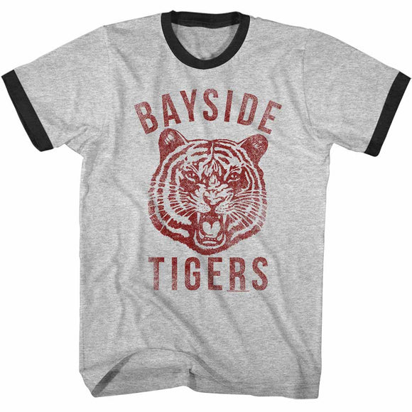 Saved By the Bell Bayside Gray Heather Black Adult Ringer T-Shirt