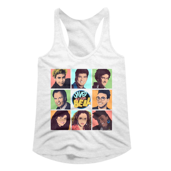 SAVED BY THE BELL SAVEDBTB LADIES SLIMFIT RACERBACK S T-Shirt in White