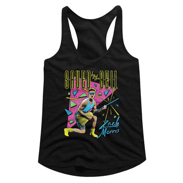 SAVED BY THE BELL ZACK SPLOSION LADIES SLIMFIT RACERBACK S T-Shirt in Black