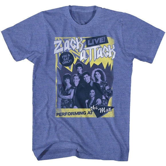 SAVED BY THE BELL ZACK ATTACK LIVE S T-Shirt in Royal Heather
