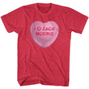 SAVED BY THE BELL ZACK CANDY HEART S T-Shirt in RED Heather