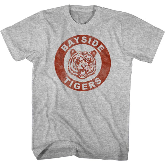 SAVED BY THE BELL DISTRESSED BAYSIDE CREST S T-Shirt in GRAY Heather