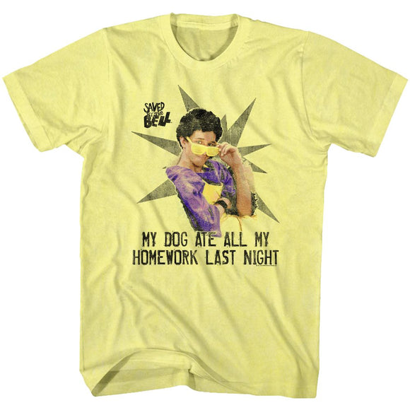 SAVED BY THE BELL MY HOMEWORK S T-Shirt in Yellow Heather