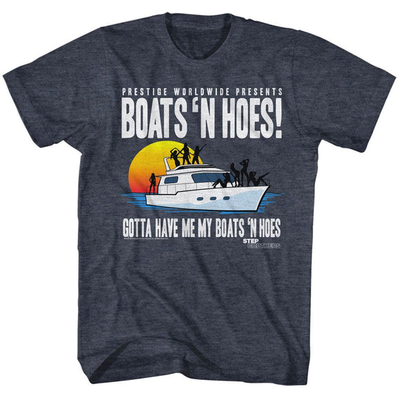 STEP BROTHERS BOAT WITH SAUCY GALS S T-Shirt in NAVY Heather