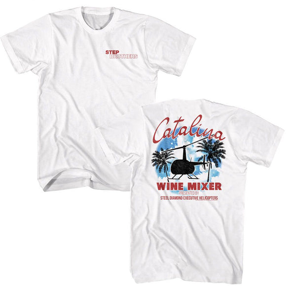 STEP BROTHERS CATALINA WINE MIXER FRONT BACK ***F&B*** S T-Shirt in White