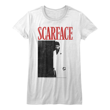 SCARFACE BLACKANDRED LADIES S T-Shirt in White