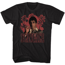SCARFACE RED PALMS S T-Shirt in Black