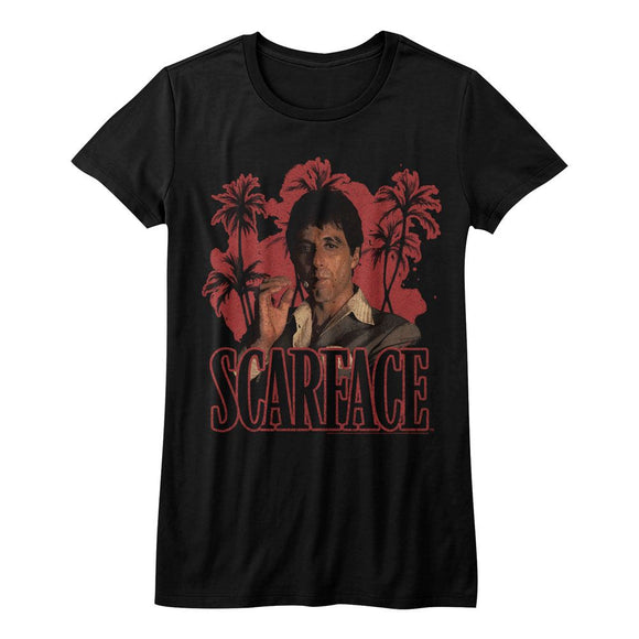 SCARFACE RED PALMS LADIES S T-Shirt in Black