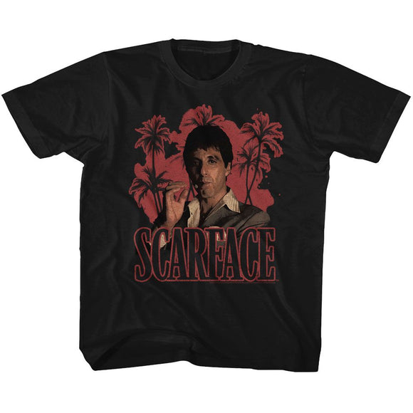 SCARFACE RED PALMS YOUTH XS 5 6 T-Shirt in Black