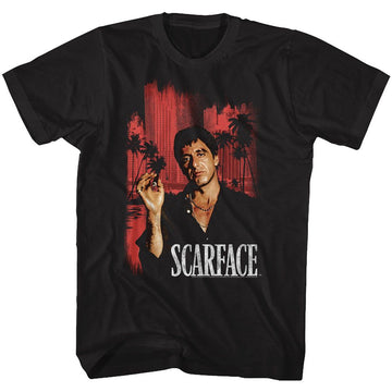 SCARFACE RED CITYSCAPE S T-Shirt in Black