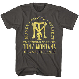 SCARFACE GOLD TEXT S T-Shirt in Smoke