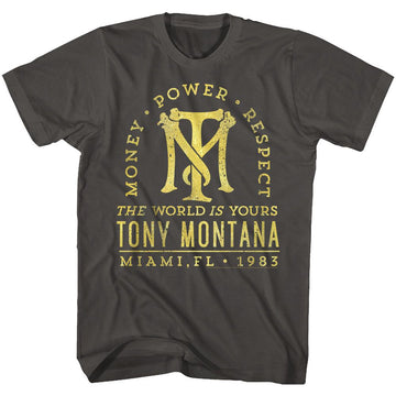 SCARFACE GOLD TEXT S T-Shirt in Smoke