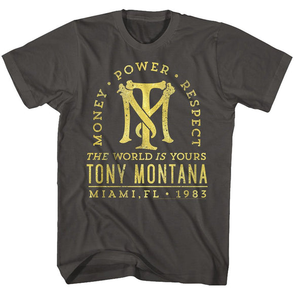 SCARFACE GOLD TEXT S T-Shirt in Smoke