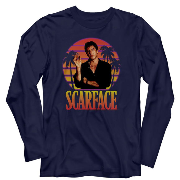 SCARFACE MIAMI SUNSET L/S S T-Shirt in NAVY