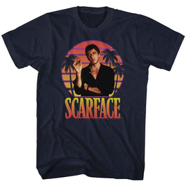 SCARFACE MIAMI SUNSET S T-Shirt in NAVY