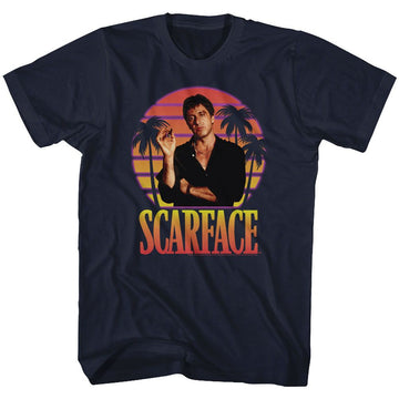 SCARFACE MIAMI SUNSET S T-Shirt in NAVY