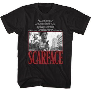 SCARFACE AMERICAN DREAM QUOTE S T-Shirt in Black