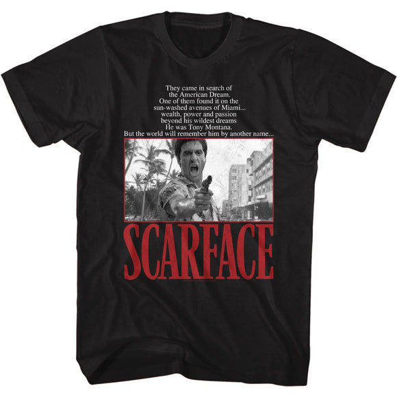 SCARFACE AMERICAN DREAM QUOTE S T-Shirt in Black