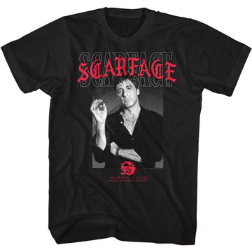 SCARFACE TEXT LAYERING 2 S T-Shirt in Black