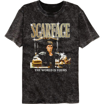 SCARFACE GOLD LOGO MINERAL WASH S T-Shirt in Black