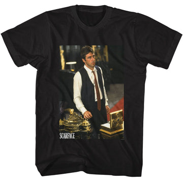 SCARFACE TONY AT HIS DESK S T-Shirt in Black