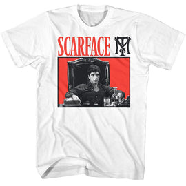 SCARFACE RED BG S T-Shirt in White