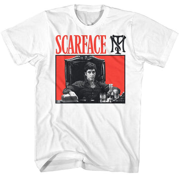 SCARFACE RED BG S T-Shirt in White