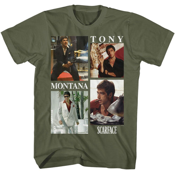 SCARFACE MONTANA COLLAGE S T-Shirt in Military Green