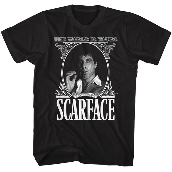 SCARFACE WORLD IS MINE CURRENCY S T-Shirt in Black