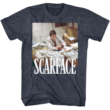 SCARFACE BOXES OF CASH S T-Shirt in NAVY Heather